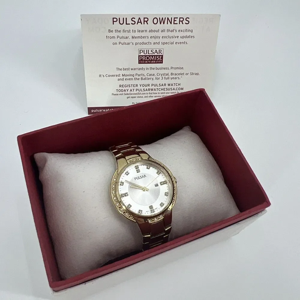 Pulsar Women's Gold Stainless Steel Silver‎ Dial Watch PJ2014